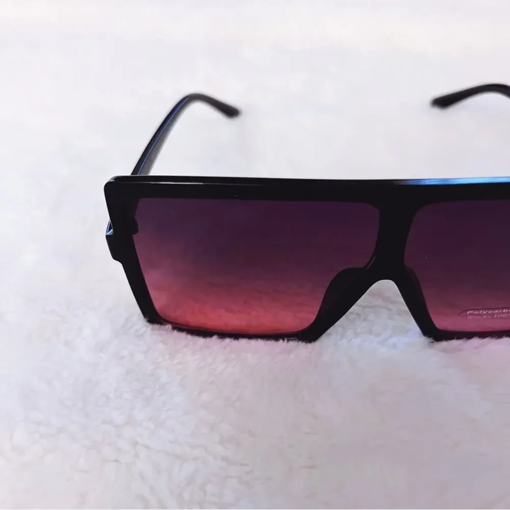 Ivonne Black & Pink Oversized Square Sunglasses - Picture 3 of 11